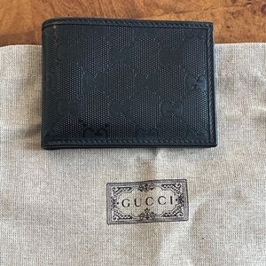 Gucci Black Embossed Leather Bifold Wallet